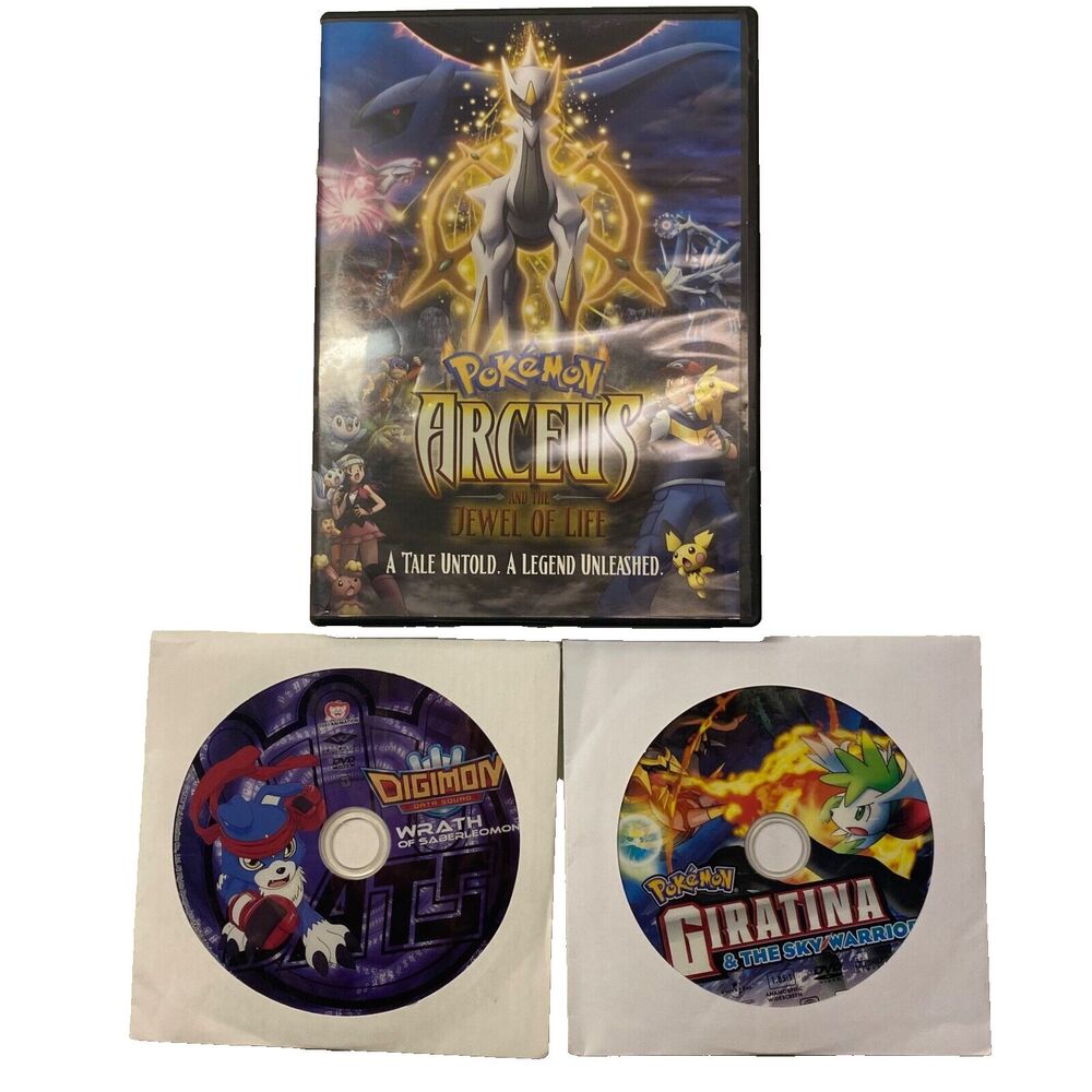 Pokemon Digimon 3 DVD lot: Arceus, Giratina, Wrath of Saberleomon